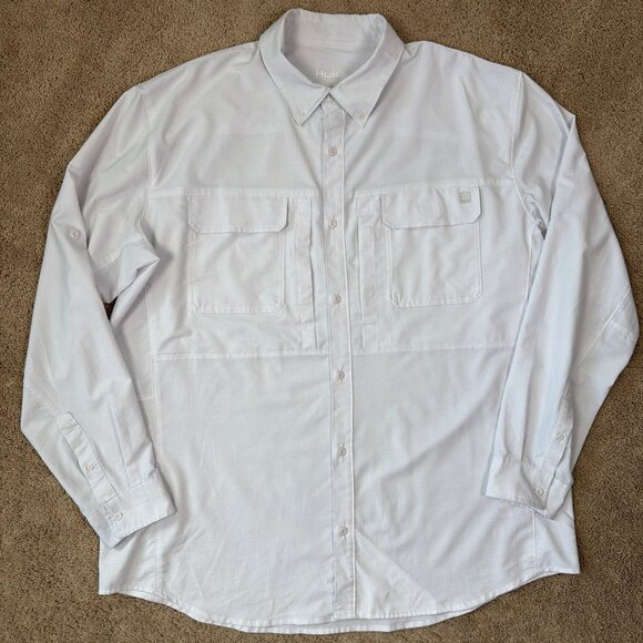 HUK Tide Point Shirt Mens 3XL White Lightweight Performance Fishing Long Sleeve - Picture 1 of 8